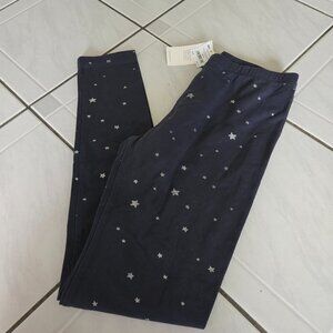 NWT Tea Collection Star Printed Leggings Black Silver 12